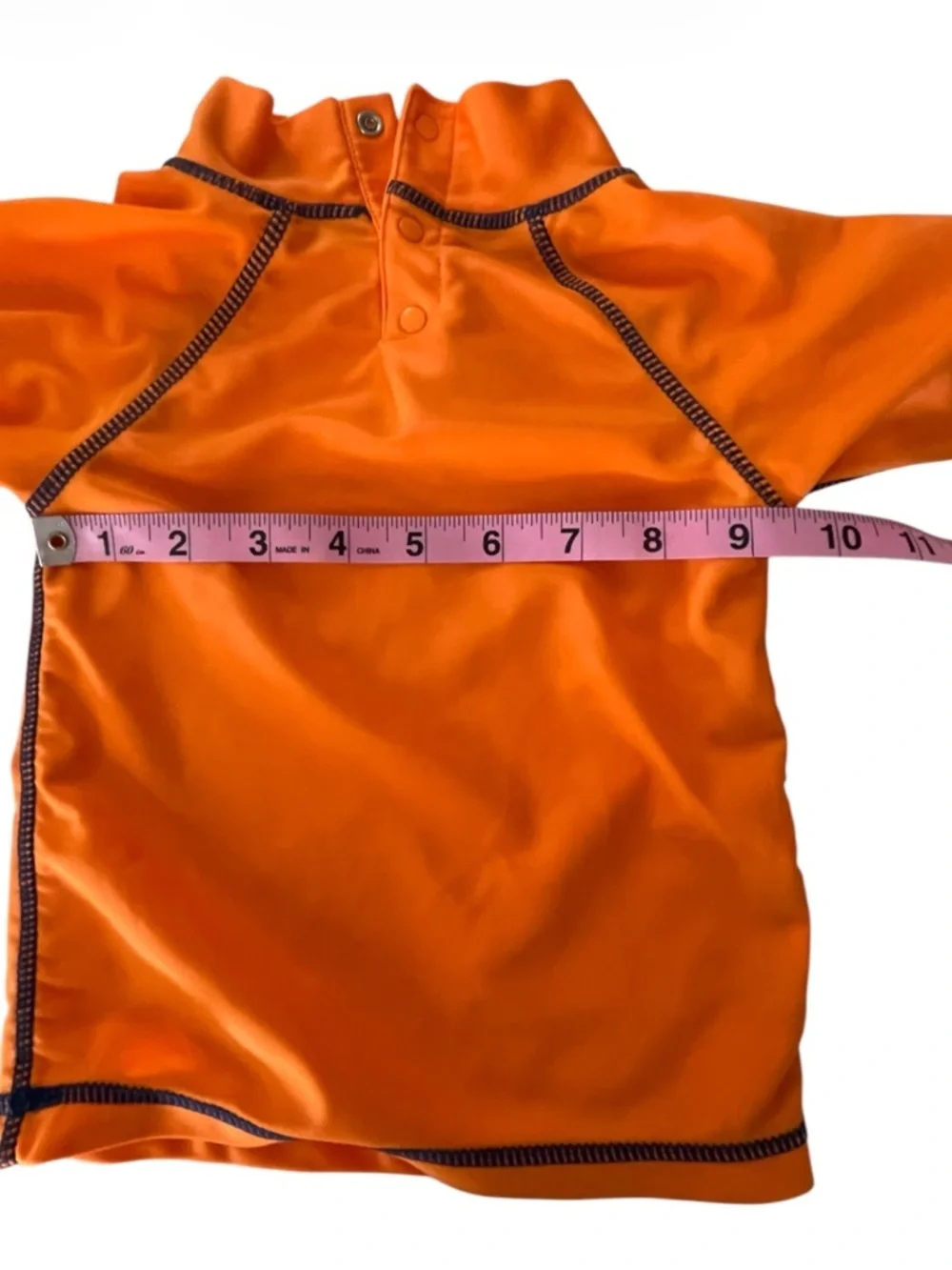 UVSkinz Orange Rash Guard Set with Blue & Orange Shark Camo Swim Trunks